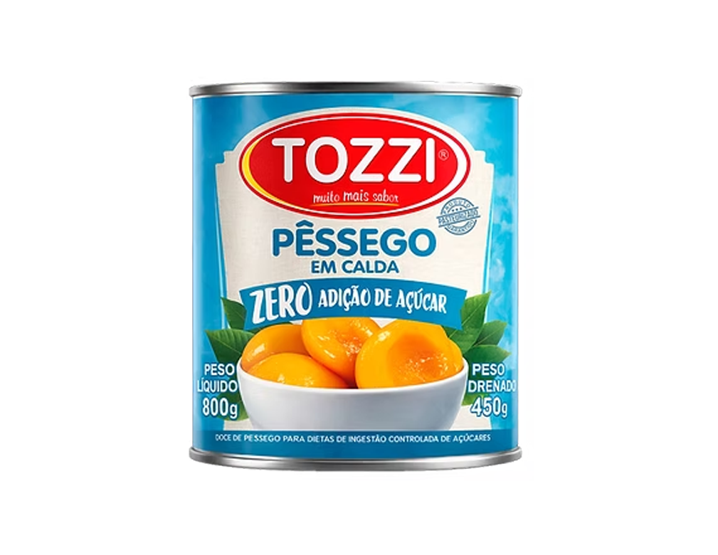 PÊSSEGO EM CALDA ZERO TOZZI 450 G (CX 12 LT)